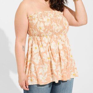 Torrid - Rayon Slub Smocked Tube Top in Charlotte Floral Peach​​​​​​
